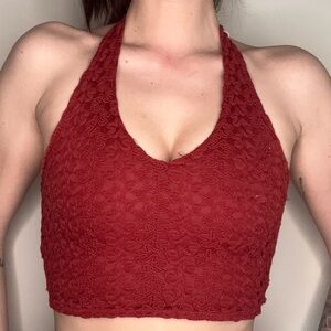 Garage Dark Red Crochet Halter
